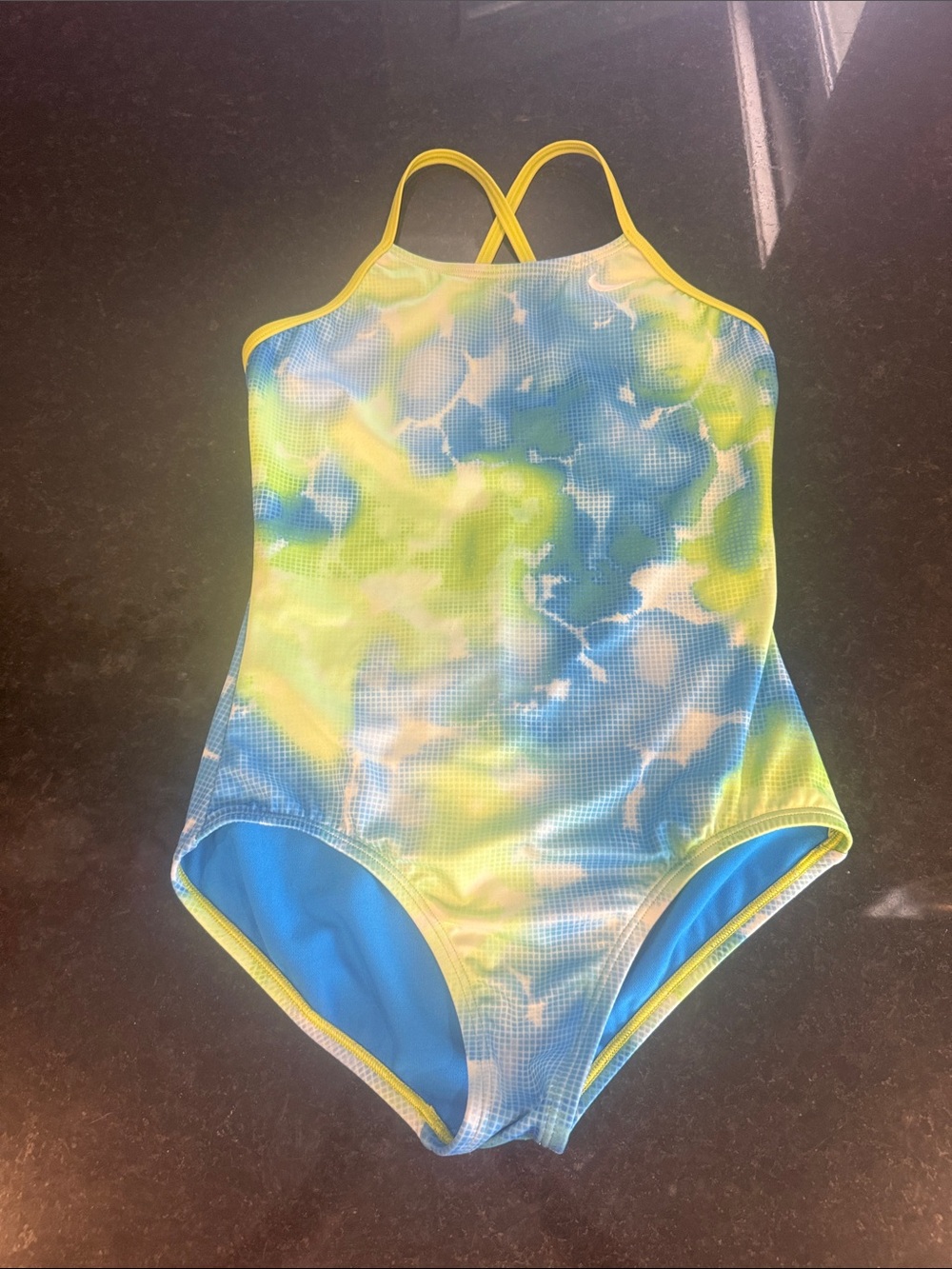 Nike Kids Blue & Yellow Tie-Dye One-Piece Swimsuit